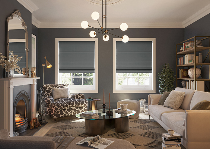 Kyoto Faux Silk, Anthracite - Motorised Roman Blind - Image 8